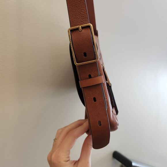 FOSSIL Harper Brown Leather Flap Crossbody Messenger Classic Bag Key Adjustable - Picture 6 of 14